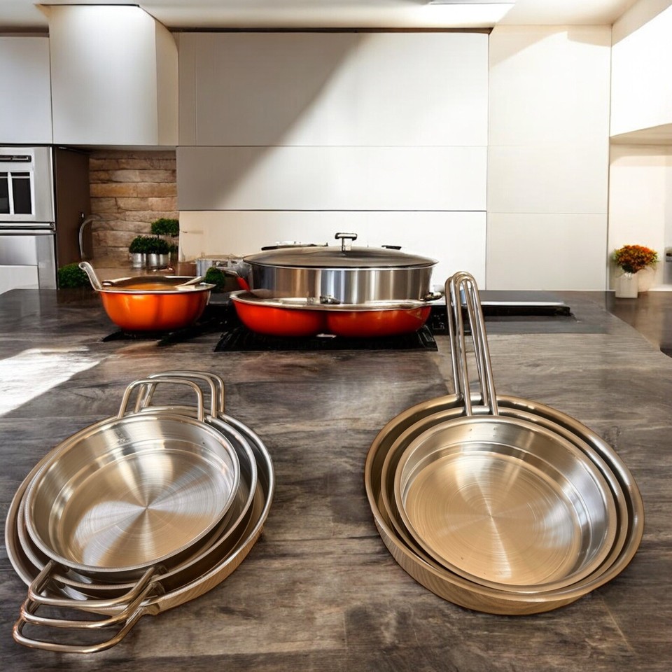 Cooking Pots Pan Set of 6 Stainless Steel Saucepans Cookware French