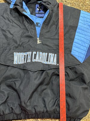 ウォームアップウェア 90s Starter North Carolina VTG STARTER UNC NORTH CAROLINA TAR HEELS BLACK BLUE PUFFER JACKET