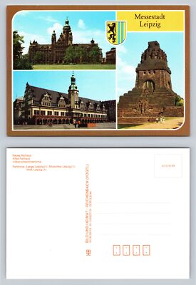 Messestadt Leipzig Postcard New Rathaus Völkerschlachtdenkmal