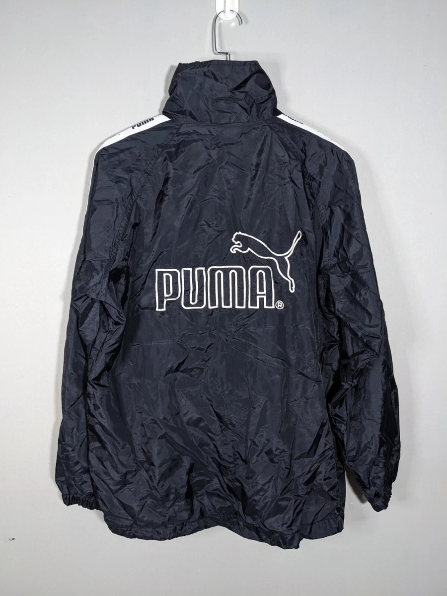 Vintage Puma Windbreaker Big Logo Side Tape Black Zipper Size Large Mens  Jacket | eBay