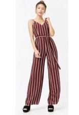 FOREVER 21 women sleeveless bodysuit in stripes Size M Overall Striped Jumpsuit