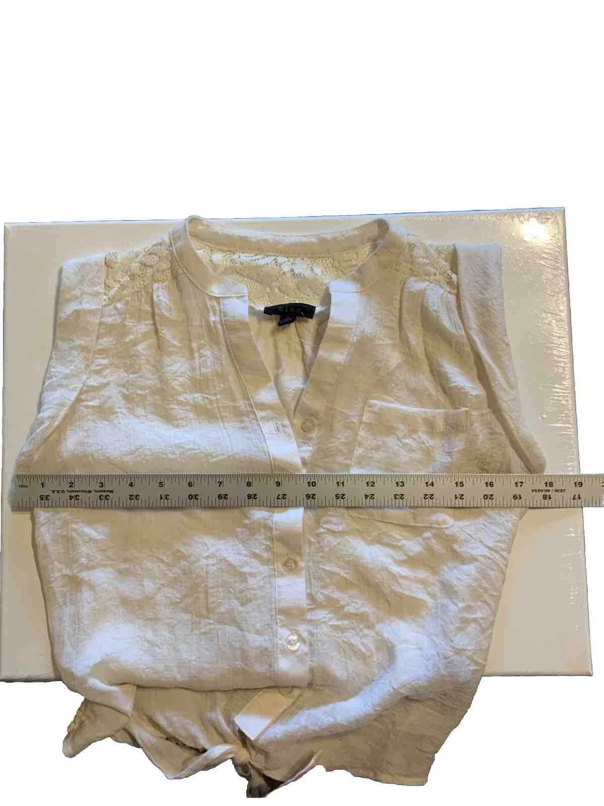 OFF WHITE Camicia abito in pizzo senza maniche nuova con etichette primavera estate top avorio bianco juniors