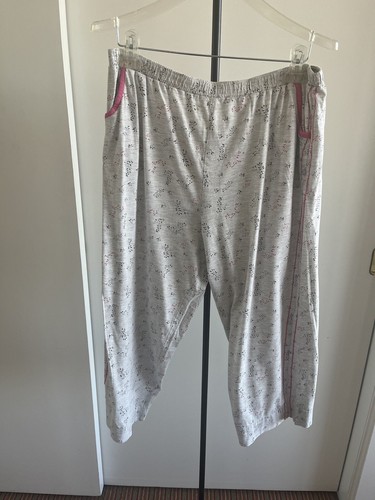 French Dressing Lingerie Satin 100% Cotton Cropped Pajama Pants Blue M - Picture 11 of 16