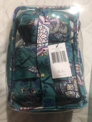 Vera Bradley 3pc Cosmetic Bag Set Peacock Garden Travel Set