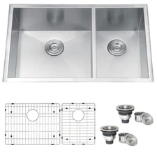 Ruvati 32" Undermount 60/40 Double Bowl 16Gauge Kitchen Sink- RVH7515 (110170)