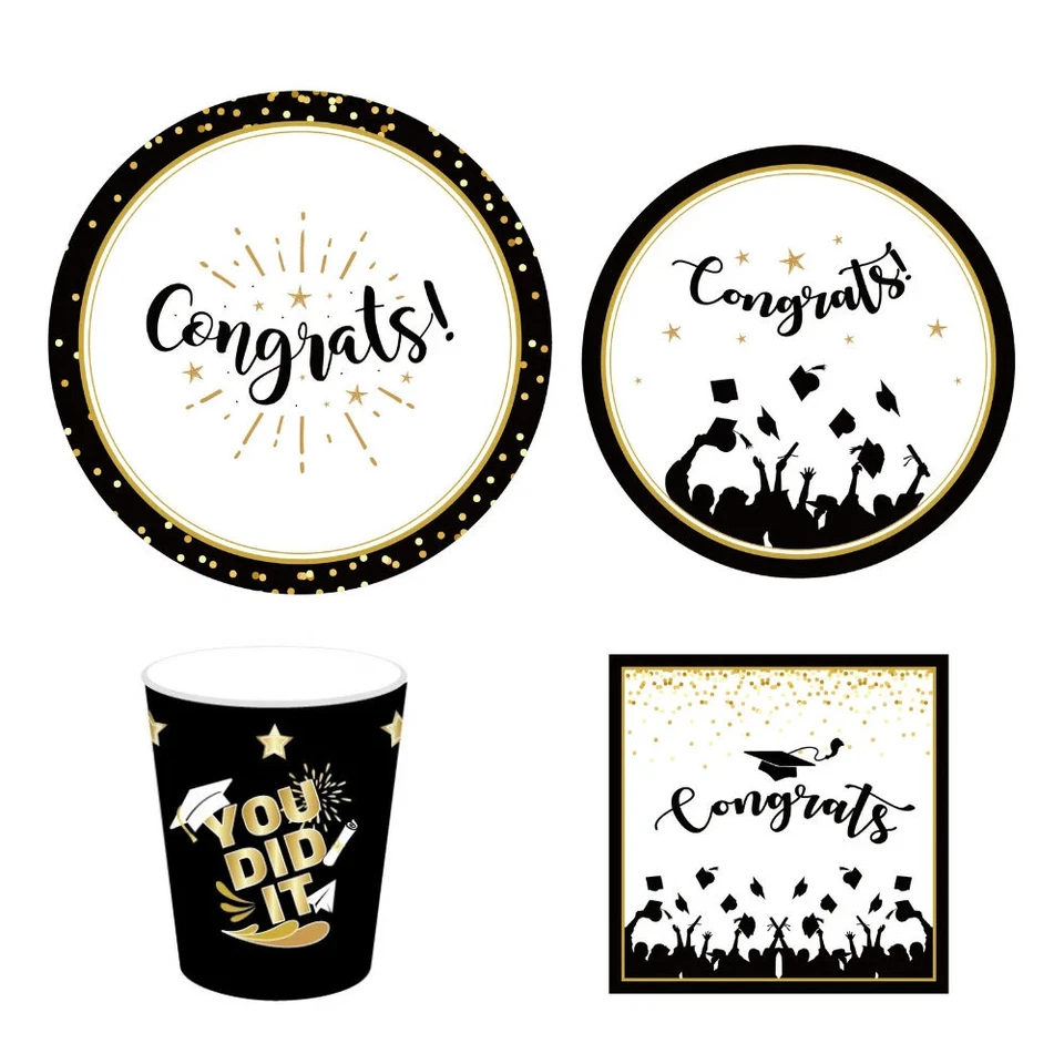 Decoraciones de fiesta de graduación, vajilla de graduación, pancarta de graduación Foto 2 de 4