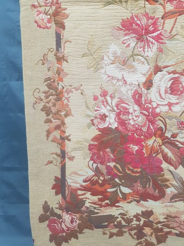 Vintage French Beautiful Froral Scene Wall Hanging Tapestry 117x58 cm - Picture 11 of 14