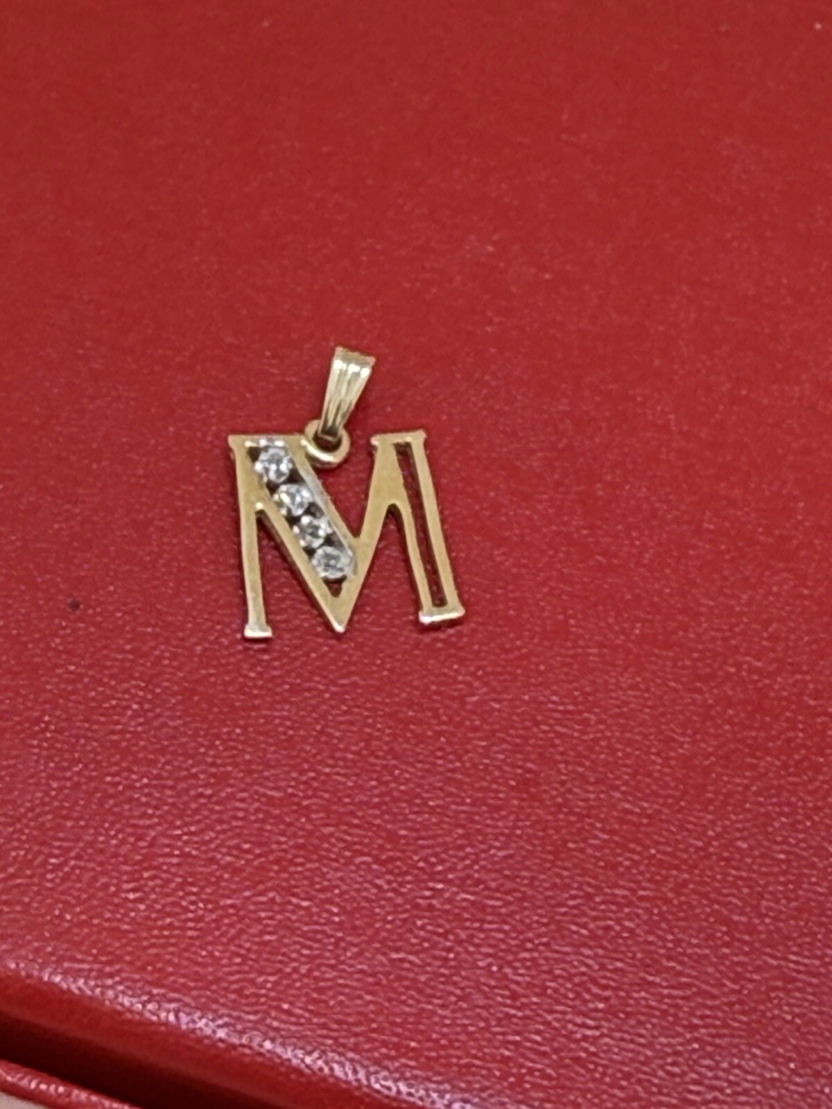 14k Solid Yellow Gold Letter Initial Diamonds Pen… - image 6