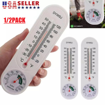 2× Wall Thermometer Indoor Outdoor Mount Garden Greenhouse Home Humidity Meter