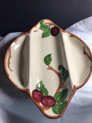 Vintage American Apple Franciscan Earthenware 1950s 3 Section Relish Tray - Picture 3 of 4
