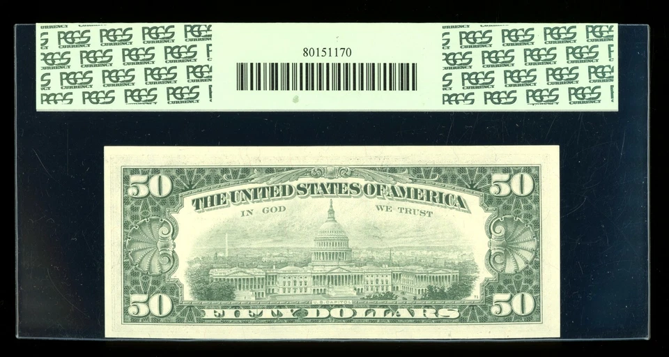 DBR 1977 $50 FRN Boston STAR Fr. 2119-A* PCGS 64 PPQ Serial A02017194* - Image 2 of 2