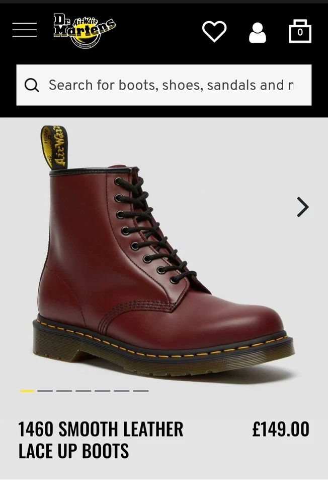 Dr. Martens 1460 Smooth Leather Lace Up Boot - Womens - Size 3 UK - Dark Red, photo 3 of 3