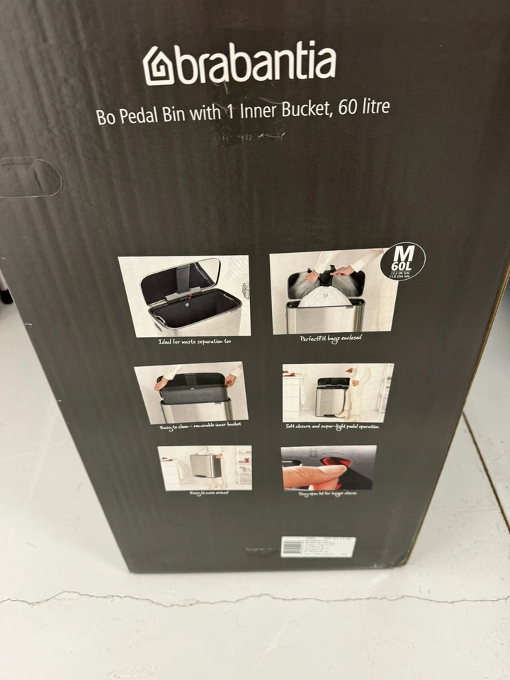 ¡¡¡Nuevo!!! Bote de basura Brabantia Bo Step On, 16 galones hormigón gris gama alta!!! Foto 4 de 4