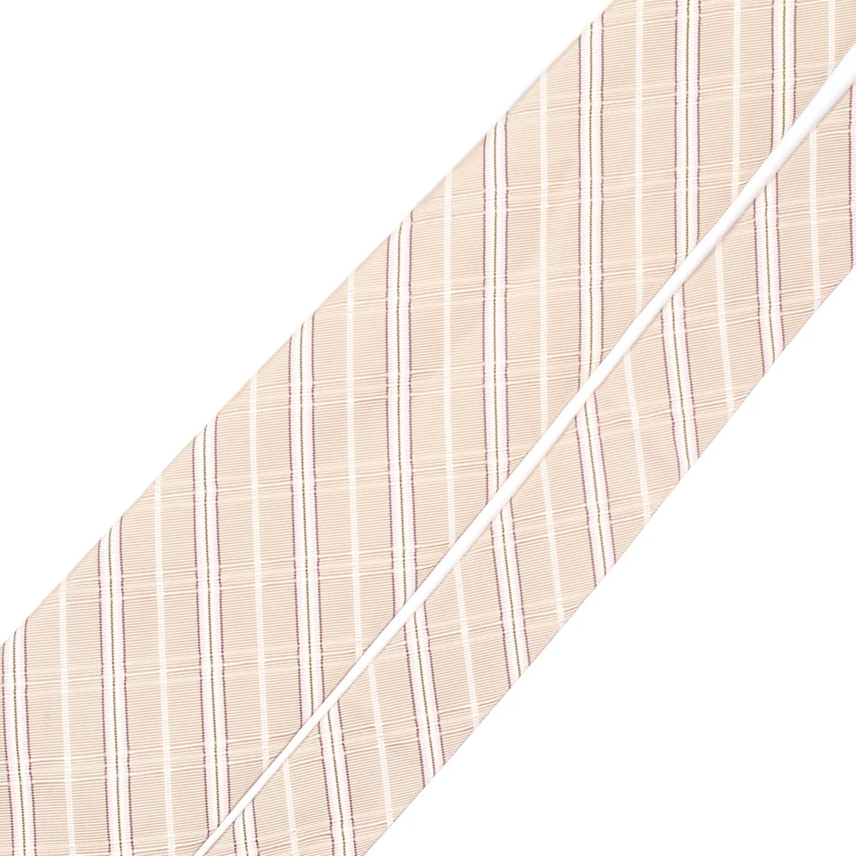 Hickey Freeman Mens Silk Cotton Necktie Light Brown Cream Pink Plaid Tie  - Image 4 of 4