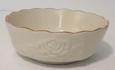 Lenox Rose Blossom Collection Bowl Fine China 24K Gold Trim Scalloped Embossed