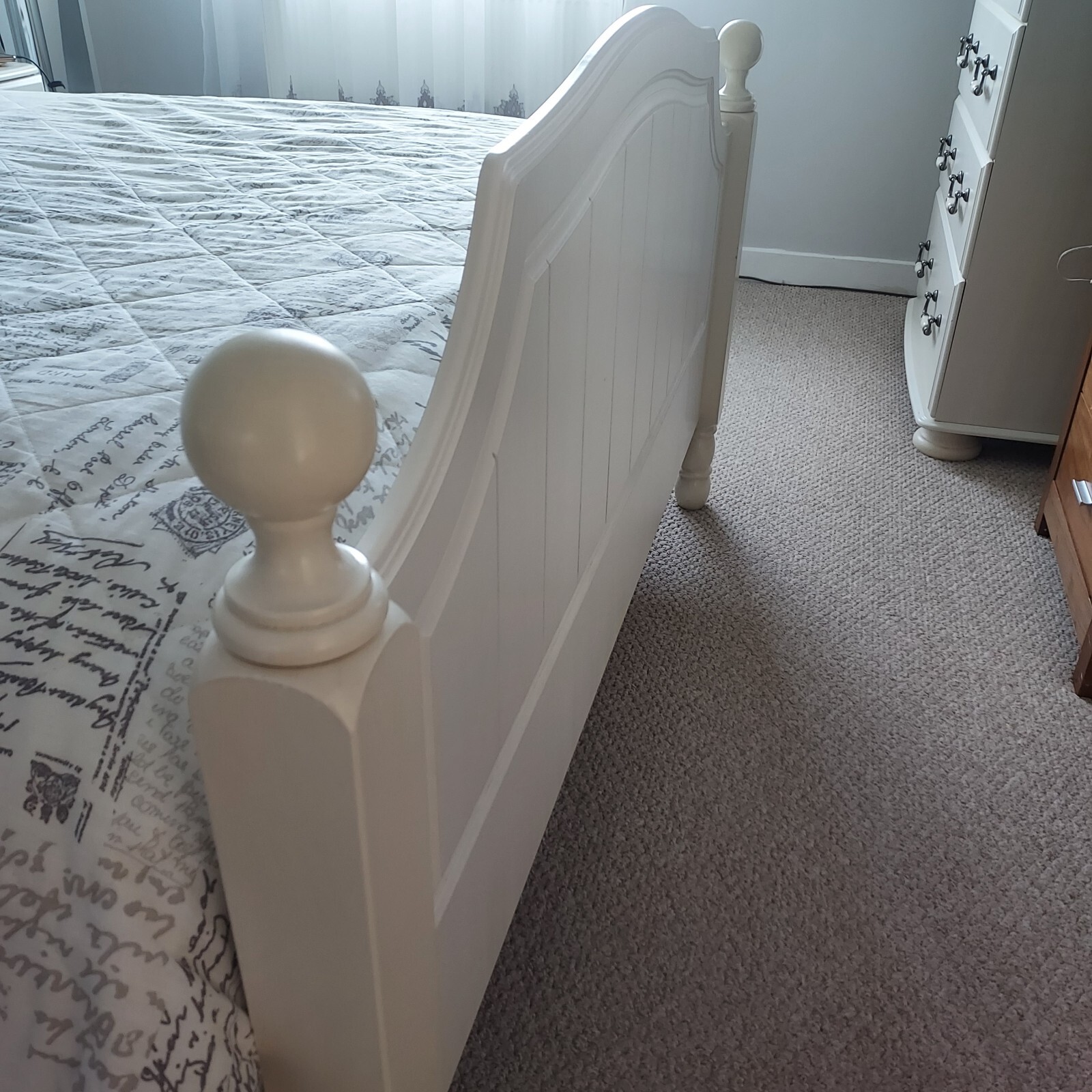 White wooden bed frame double eBay