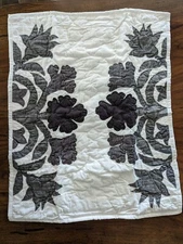 POTTERY BARN Mahalo Cotton Applique Quilted STD Sham - Gray- OPEN BOX