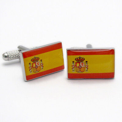 Spanish Spain Flag Cufflinks national Country Onyx-Art CK255 