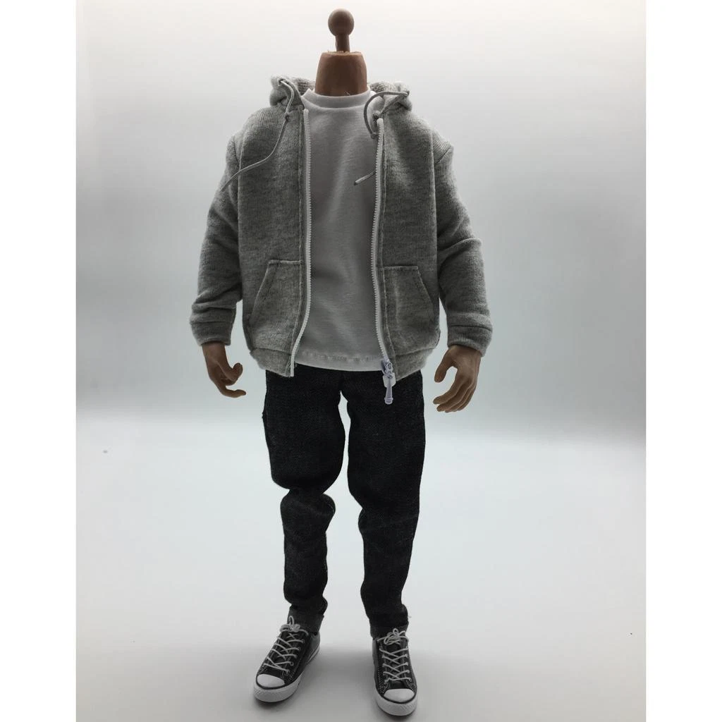 1 6 Action Figure Clothes Gray Hoodie T shirt Jeans Shoes Toy Set Accessory