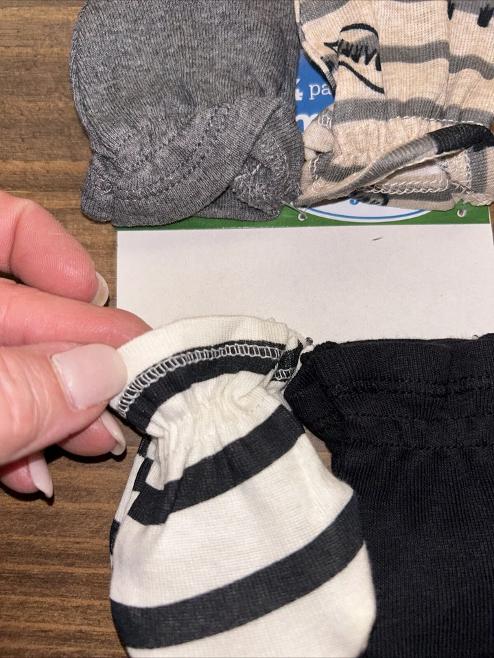 Mitones Gerber bebé niño 0-3 meses dinosaurios gris negro algodón orgánico paquete de 4/ Foto 3 de 4