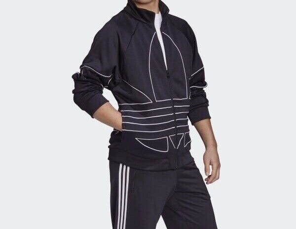 Adidas Originals Men\'s Black Big Trefoil Outline Track Top Jacket GE0810 |  eBay