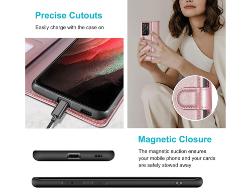 Samsung Galaxy S8 S21 Ultra Leather Wallet Magnetic Flip Case Cover Shockproof - Picture 9 of 17