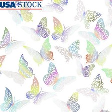 Metallic Butterfly Wall Stickers 48pcs 3D Decor Removable Adhesive Home Party US