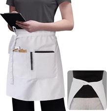Server Apron Black with 3 Pockets 18 Inch Long Waiter Waitress Bistro Half Waist