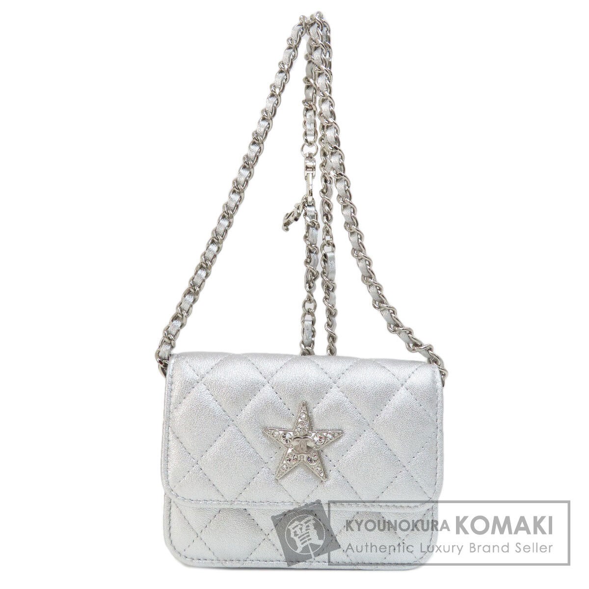 CHANEL Mini Matelasse Shoulder Bag with Star Motif and Silver Chain Hardware