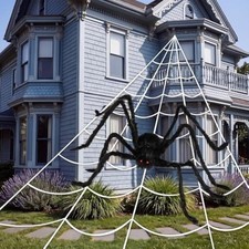 Halloween Web and 59'' Giant Spider, 16.4 x 15.7 Ft Large Triangular Web for