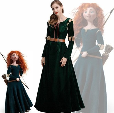 2026 Brave Princess Merida Disney Cosplay Party Kostüm Kleid long Dress Costume 