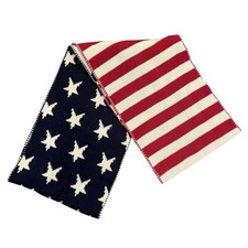 Patriotic American Flag Knit Scarf Stars and Stripes Red White Blue Winter Wrap