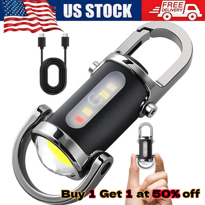 Portable LED Flashlight Rechargeable Pocket Mini Keychain Camping Flashlights US