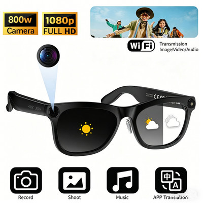 AI Smart Transition Glasses 800W Camera Video Real-Time Translation 4GB Bluetoot