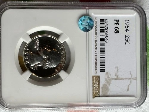 1954 Washington Quarter PF68 NGC US 90%silver