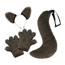 Wolf Ear Headband Tail Paws Gloves Animal Cosplay Costume Halloween Party Props