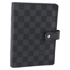 LOUIS VUITTON Damier Graphite Agenda MM Day Planner Cover R20242 LV Auth 145348