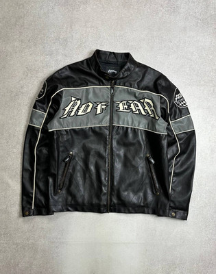 VINTAGE NO FEAR Y2K JACKET ECO LEATHER MOTO JACKET S MENS RARE