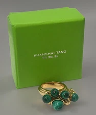 Shanghai Tang Signed Jade Crystal Cluster Ring Size 6 NIB