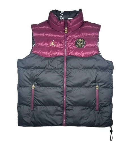 Jordan x PSG Reversible Down Puffer Vest Bordeaux Black - Men's Size Large - product listing photo