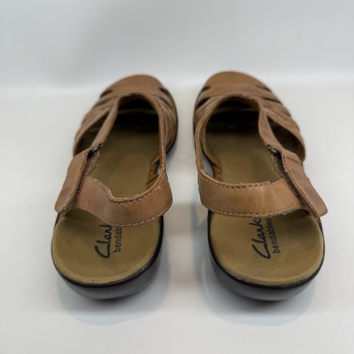 Clarks Bendables Womens Sz 7.5M Ashland Leather Tan Slip On Shoes NWOB READ - Picture 3 of 13