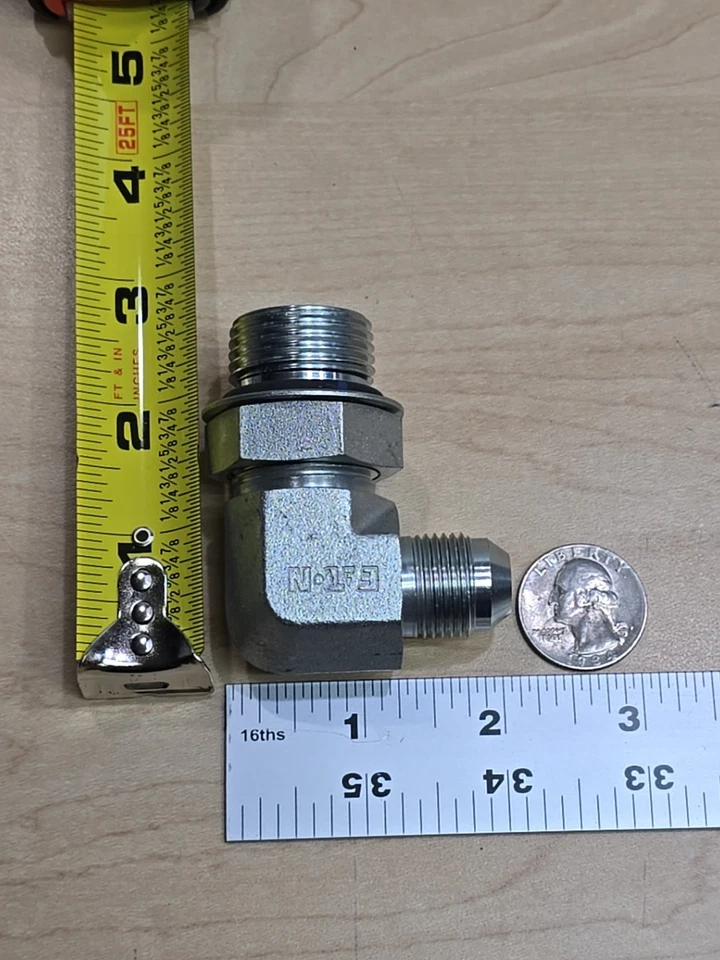 9 Hydrolic 1/2" x 3/4" Male JIC 37° x Male ORB Steel Elbow 3000psi Fastenal 90° - Image 2 of 4