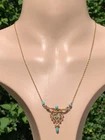 10ct gold turquoise natural seed pearl pendant on necklace Victorian 6.9 grams