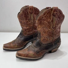 Ariat Dahlia Western Boot Brwn Leather Two Tone Floral Flame Cowgirl Festival 7B