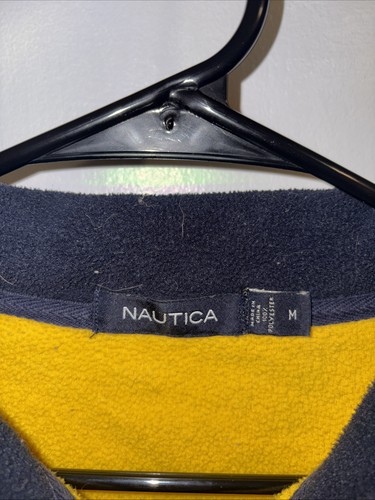 Maglione Nautica Uomo M Giallo Casual 1/4 Zip Pullover Felpa - Foto 3 di 3