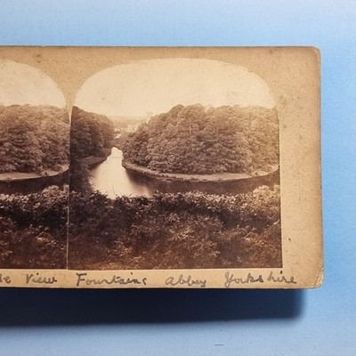 Ripon Stereoview 3D um 1860 Echtfoto Yorkshire Blick von Fountains Abbey