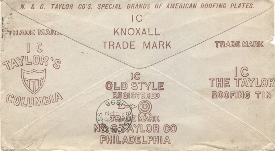 Advertising Cover Philadelphia PA N. & G. Taylor Co. Old Style Roofing Tin 1896 - Image 2 of 2
