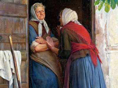 Carl Bloch Two Wives Giclee Print on Canvas 8x10 Classic Genre Art Painting