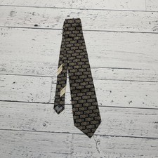 Valentino Silk Tie Mens Gold Geometric Pattern Made In Italy Hand Made Classic