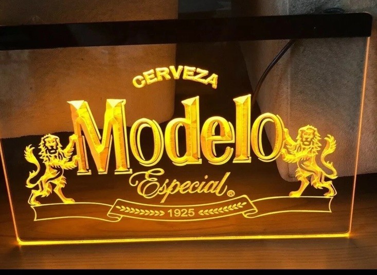 Modelo Especial Cerveza Led Mediodía Sing. Talla 30 X20 Cm Color Amarillo Totalmente Nueva